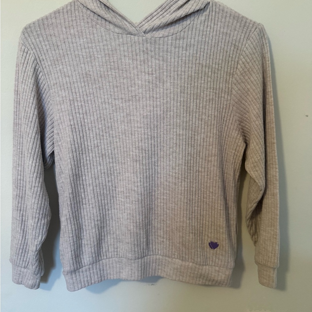 Girls H&M Cozy Ribbed Gray Hoodie Size 8